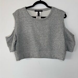 BCBGMaxAzria Gray Cropped Cut Out The Top